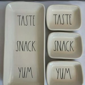 Rae Dunn Nesting Platter Set - Taste Snack Yum - 4